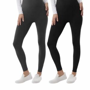 32 Degrees Heat 2 Pack Everyday High Waisted Leggings Black and Grey Gray